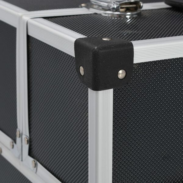 vidaXL Tool Case 38x22.5x34 cm Black Aluminum