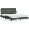 vidaXL Bed Frame with LED without Mattress "Hvar" Dark Grey 152x203 cm Queen Fabric