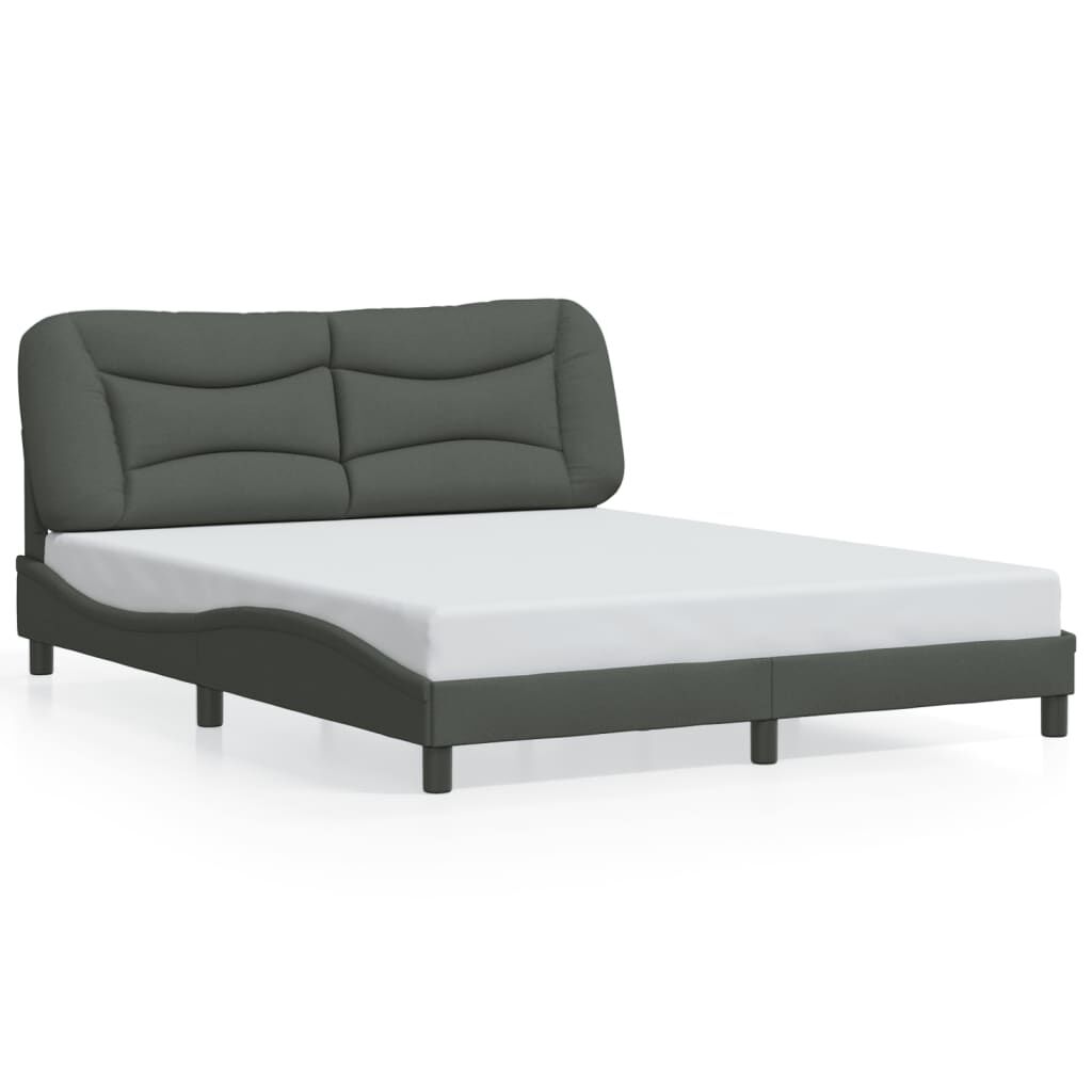 vidaXL Bed Frame with LED without Mattress Dark Grey 152x203 cm Queen Fabric