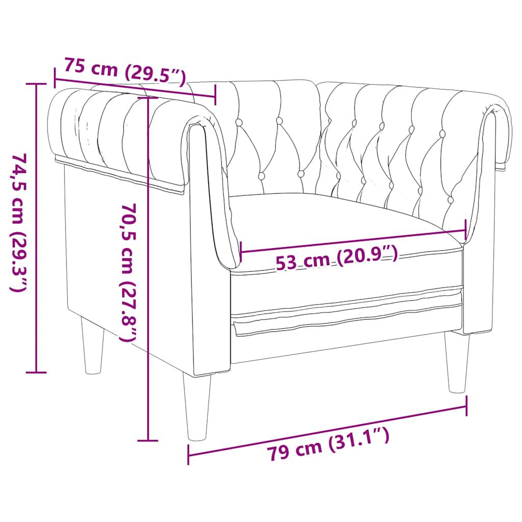 vidaXL Chesterfield Sofa Chair Brown Fabric