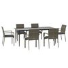 vidaXL 7 Piece Garden Dining Set with Cushions Black and Grey Poly Rattan