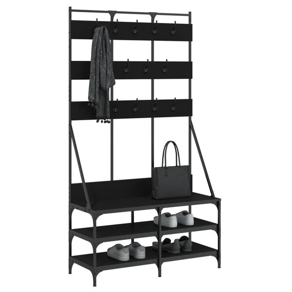 vidaXL Clothes Rack with Shoe Storage Black 100x40x184 cm