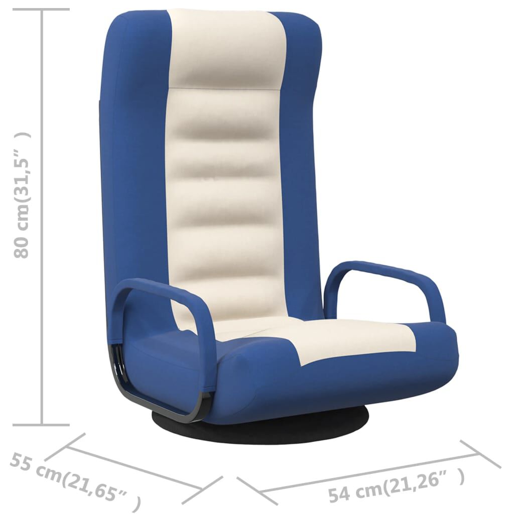 vidaXL Swivel Floor Chair Blue and Cream Fabric