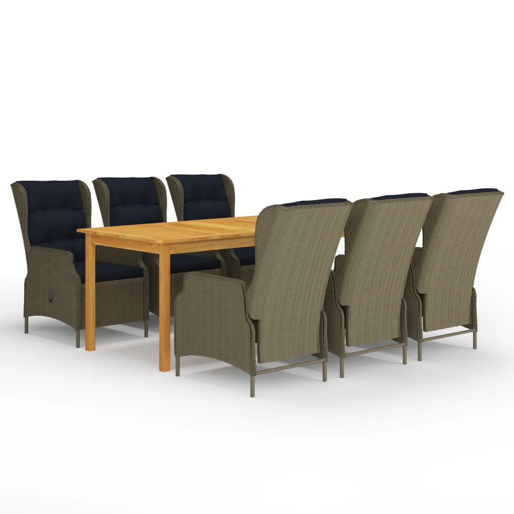 vidaXL 7 Piece Garden Dining Set Brown
