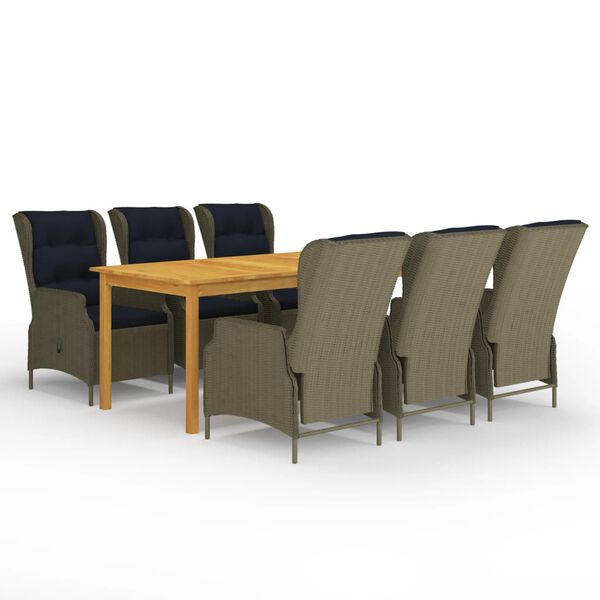 vidaXL 7 Piece Garden Dining Set Brown
