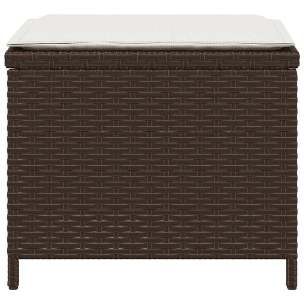 vidaXL Garden Stools with Cushions 4 pcs Brown 40x40x35 cm Poly Rattan