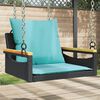 vidaXL Swing Bench with Cushions Black 63x62x40 cm Poly Rattan