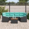 vidaXL Garden Sofa Set with Cushion 7 pcs Black Poly Rattan