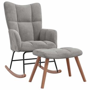 vidaXL Rocking Chair with a Stool Light Grey Velvet