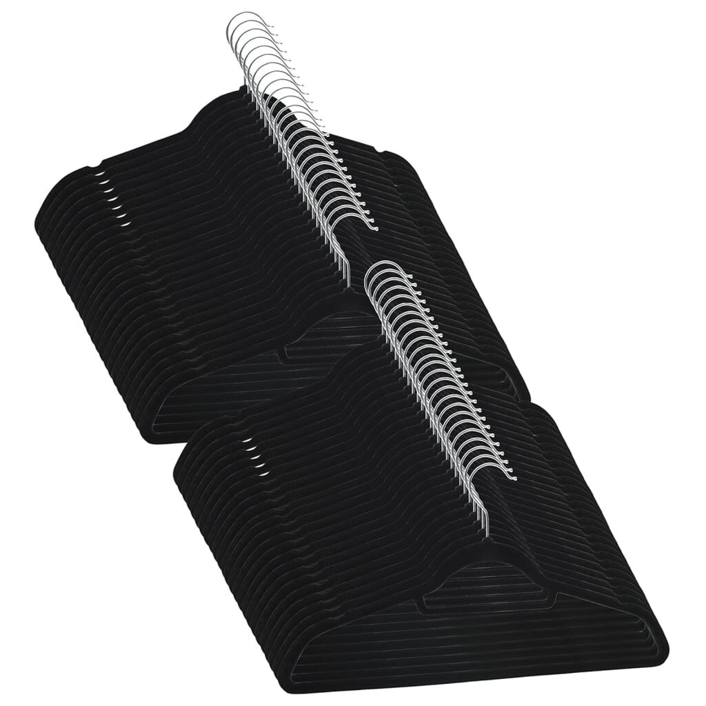 vidaXL 50 pcs Clothes Hanger Set Anti-slip Black Velvet