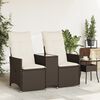 vidaXL Reclining Garden Sofa 2-Seater with Table Brown Poly Rattan