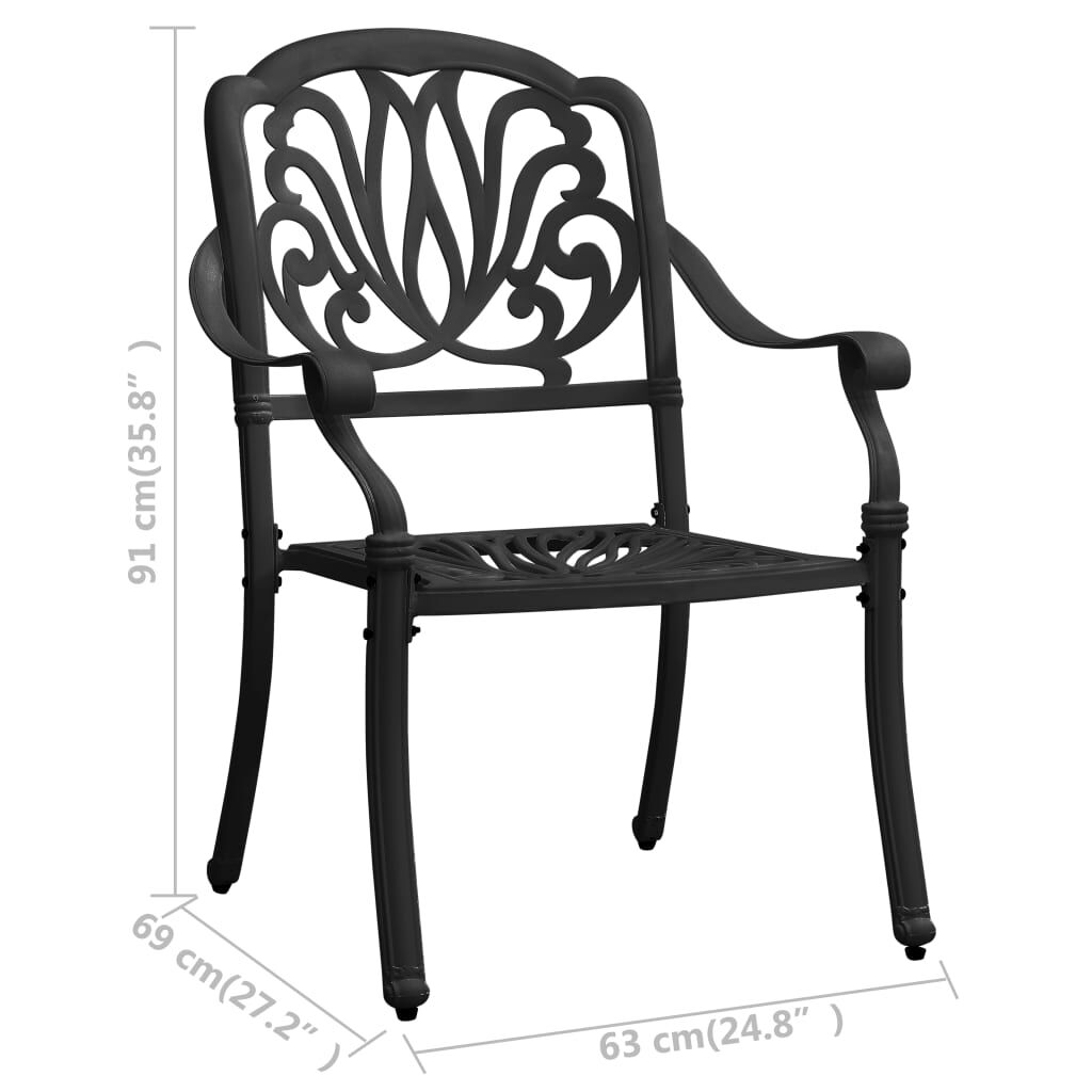 vidaXL Garden Chairs 2 pcs Cast Aluminium Black