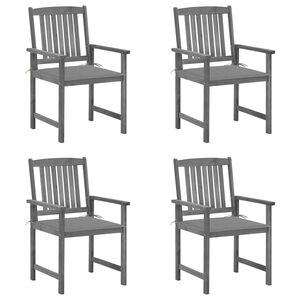 vidaXL Garden Chairs with Cushions 4 pcs Grey Solid Acacia Wood