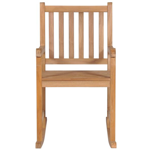 vidaXL Rocking Chair with Anthracite Cushion Solid Teak Wood