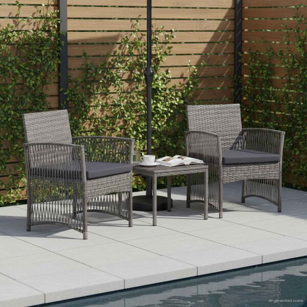 vidaXL Garden Armchairs with Cushions 2 pcs Anthracite Poly Rattan