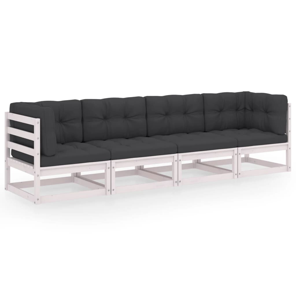 vidaXL 4-Seater Garden Sofa with Cushions Solid Pinewood