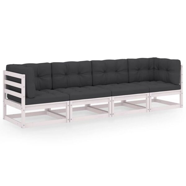 vidaXL 4-Seater Garden Sofa with Cushions Solid Pinewood