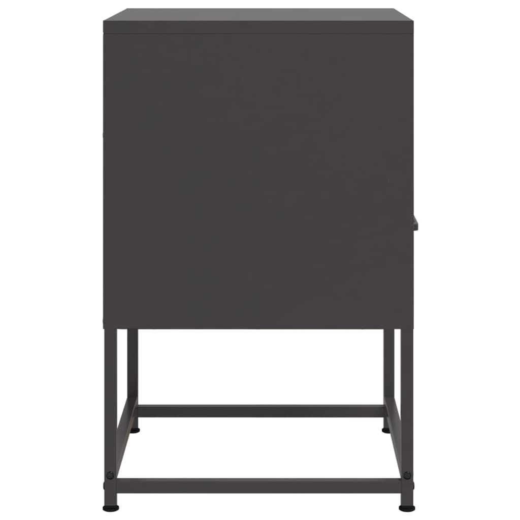 vidaXL Bedside Cabinet Black 36x39x60.5 cm Steel