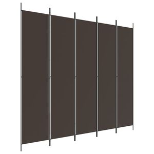 vidaXL 5-Panel Room Divider Brown 250x220 cm Fabric