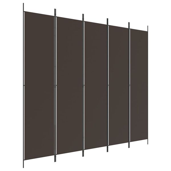 vidaXL 5-Panel Room Divider Brown 250x220 cm Fabric