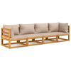 vidaXL 4 Piece Garden Lounge Set with Taupe Cushions Solid Wood