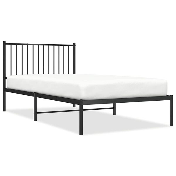 vidaXL Metal Bed Frame without Mattress with Headboard Black 100x200cm