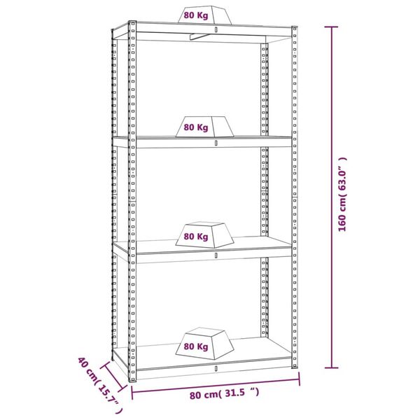vidaXL 4-Layer Shelves 5 pcs Blue Steel&Engineered Wood