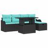 vidaXL Garden Sofa Set with Cushion 6 pcs Black Poly rattan