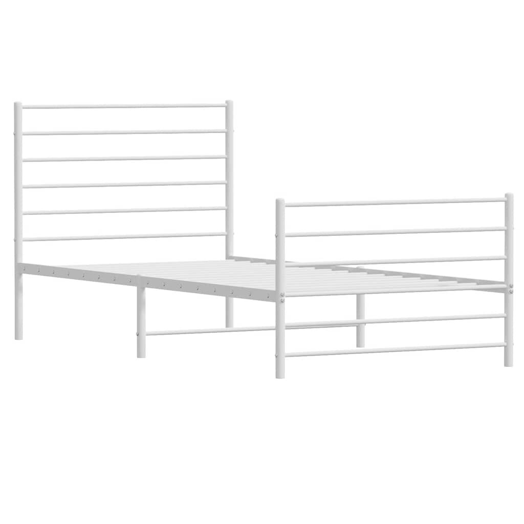 vidaXL Metal Bed Frame without Mattress with Footboard White 100x200cm