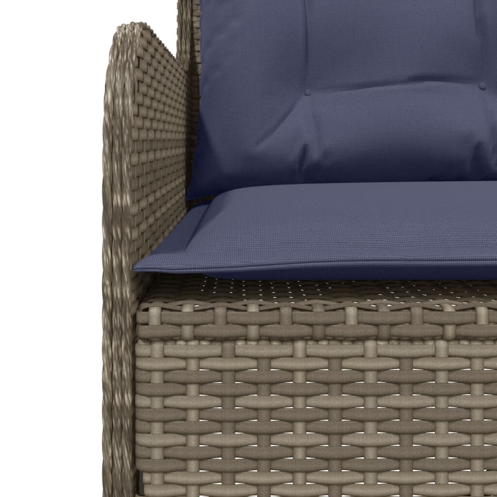 vidaXL Garden Sofa with Cushions L-Shaped Grey Poly Rattan