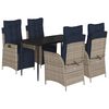 vidaXL 5 Piece Garden Dining Set with Cushions Grey Poly Rattan