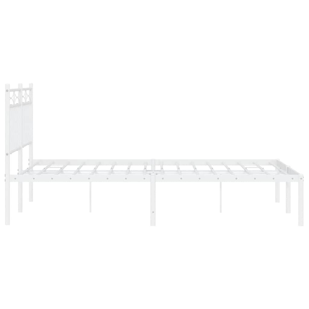 vidaXL Metal Bed Frame without Mattress with Headboard White 135x190cm