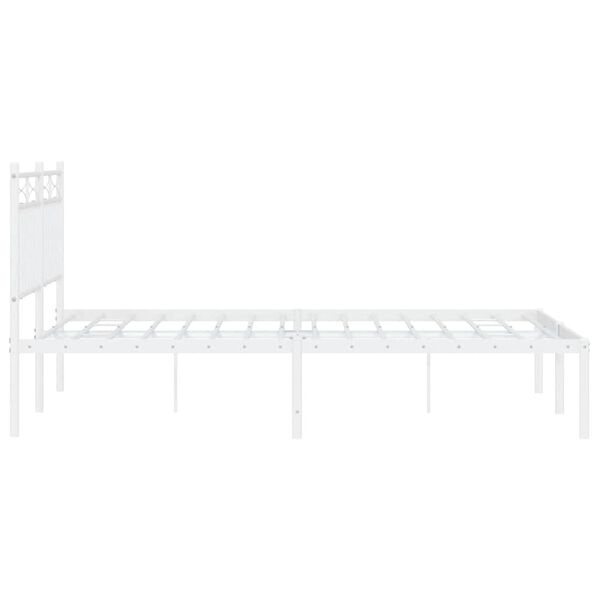 vidaXL Metal Bed Frame without Mattress with Headboard White 135x190cm