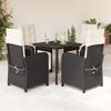 vidaXL 5 Piece Garden Dining Set with Cushions Black Poly Rattan