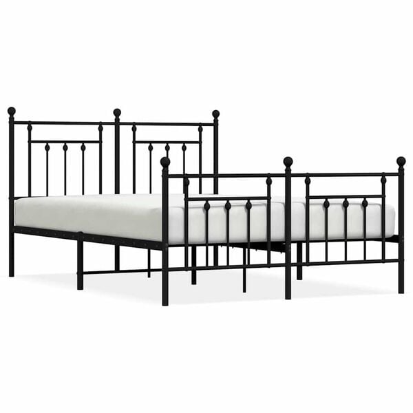 vidaXL Metal Bed Frame without Mattress with Footboard Black 150x200cm