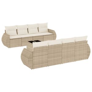 vidaXL 9 Piece Garden Sofa Set with Cushions Beige Poly Rattan