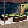 vidaXL 13 Piece Garden Lounge Set with Cushions Brown Poly Rattan