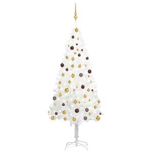 vidaXL Artificial Pre-lit Christmas Tree with Ball Set White 210 cm