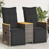 vidaXL Reclining Garden Sofa 2-Seater with Table Grey Poly Rattan