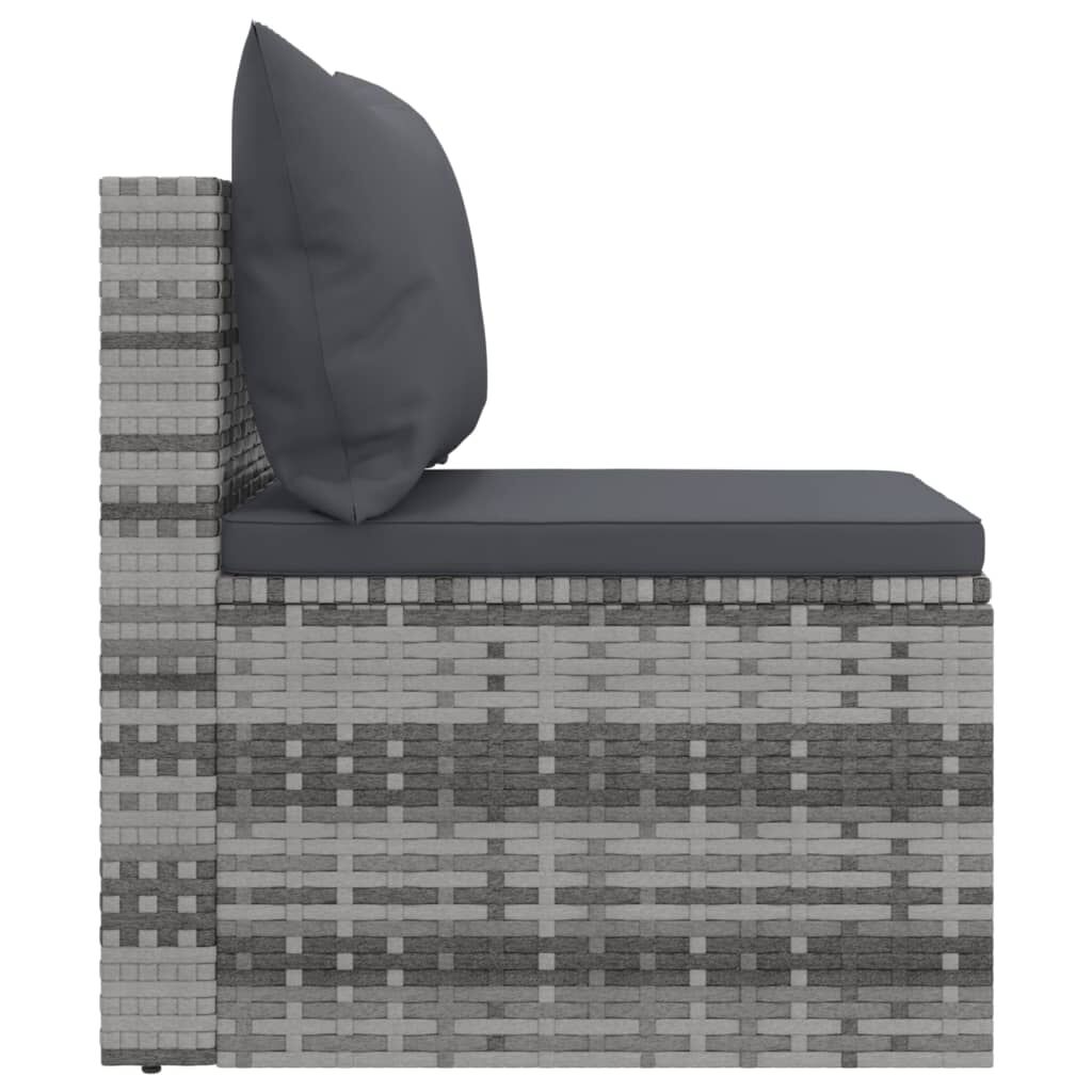 vidaXL 4 Piece Garden Sofa Set with Cushions Grey Poly Rattan