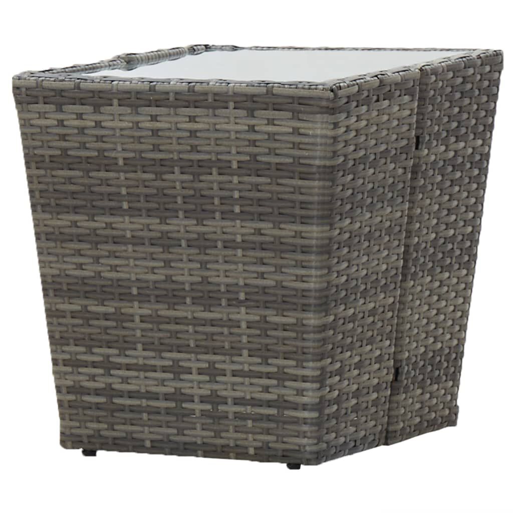 vidaXL 3 Piece Garden Bistro Set Poly Rattan and Glass Grey