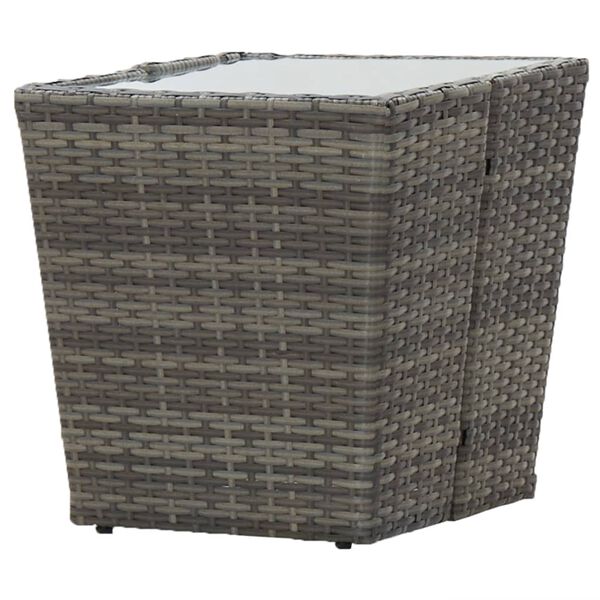 vidaXL 3 Piece Garden Bistro Set Poly Rattan and Glass Grey