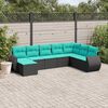 vidaXL 8 Piece Garden Sofa Set with Cushions Black Poly Rattan
