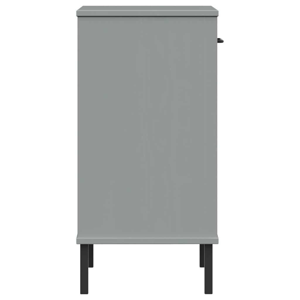 vidaXL Console Cabinet with Metal Legs Grey Solid Wood Pine OSLO