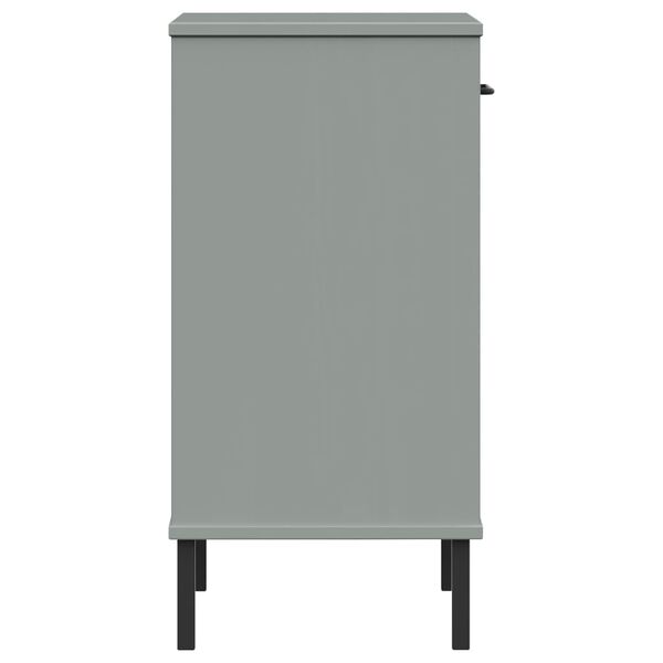 vidaXL Console Cabinet with Metal Legs Grey Solid Wood Pine OSLO