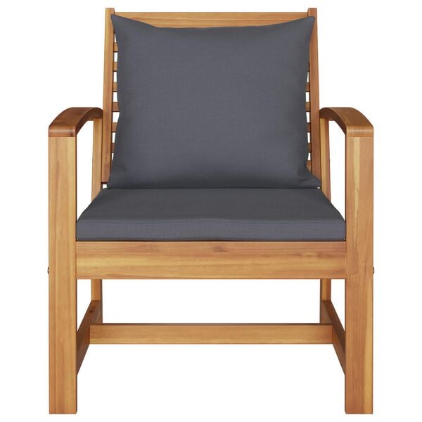 vidaXL Chair with Cushion 2 pcs Brown and Dark Grey 65 x 60 x 76.5 cm