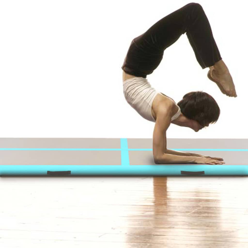 vidaXL Inflatable Gymnastics Mat with Pump 400x100x10 cm PVC Green