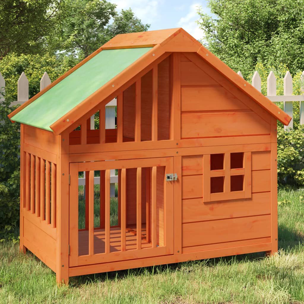 vidaXL Dog Kennel Brown 96x60.5x87 cm Solid Wood Pine