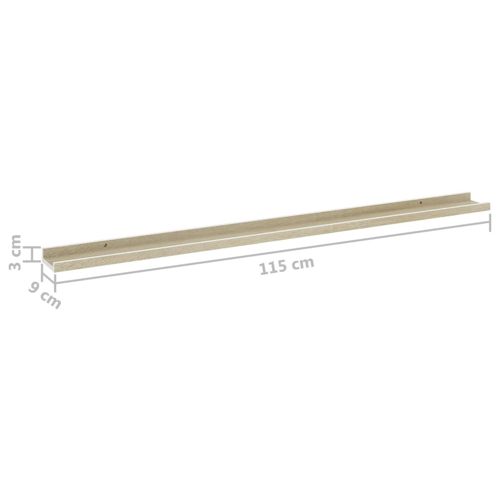 vidaXL Wall Shelves 2 pcs White and Sonoma Oak 115x9x3 cm
