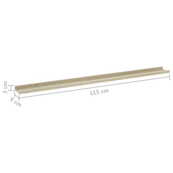 vidaXL Wall Shelves 2 pcs White and Sonoma Oak 115x9x3 cm